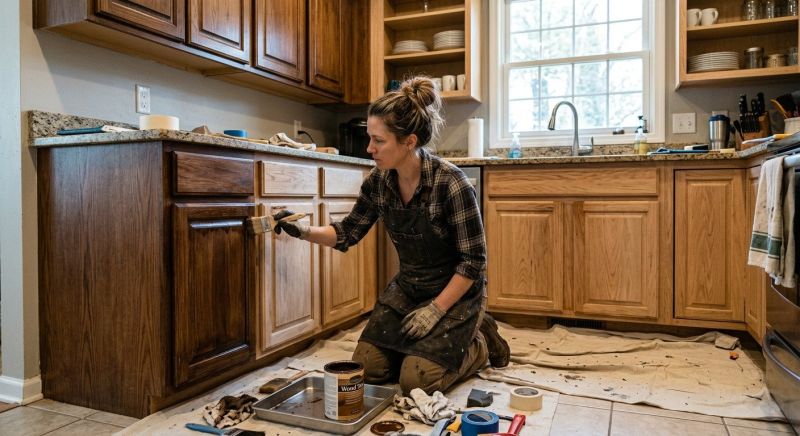 Built In Cabinetry Staining in Bloomington, IN